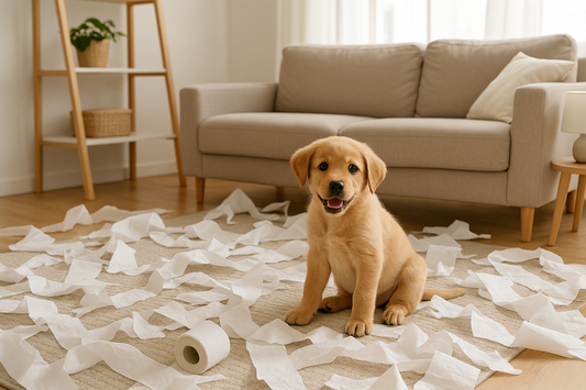 Cachorro haciendo travesuras