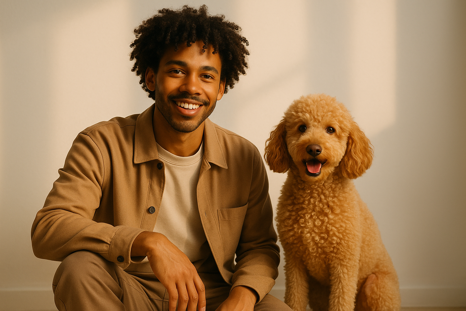 modelo con su mascota 