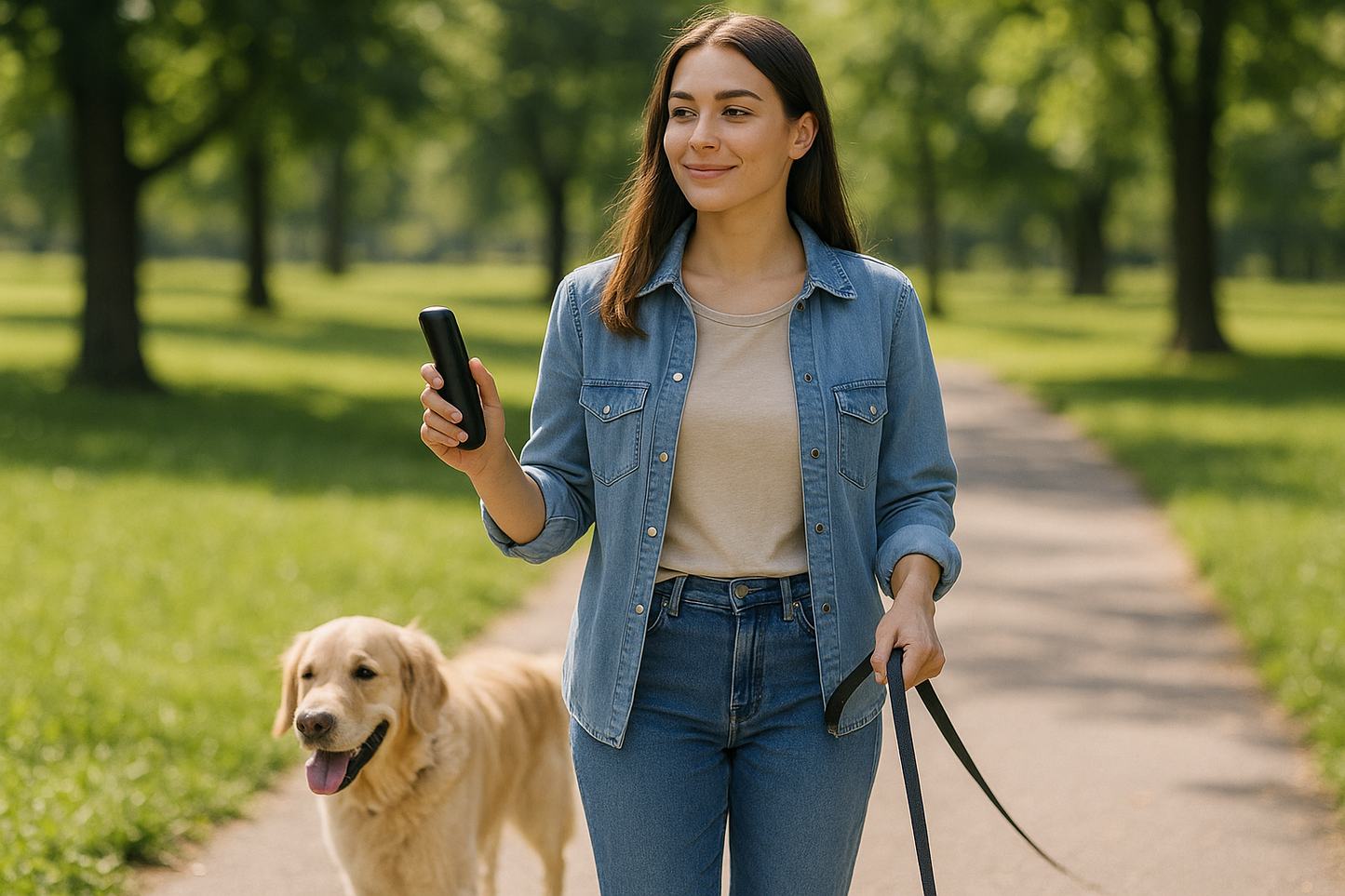 Mujer usando ahuyentador en paseo