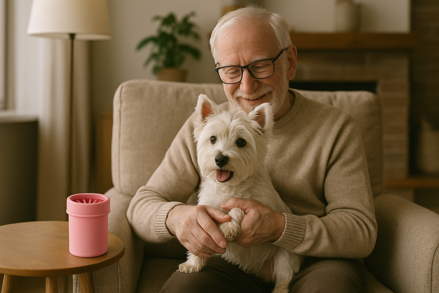 Señor mayor con Terrier