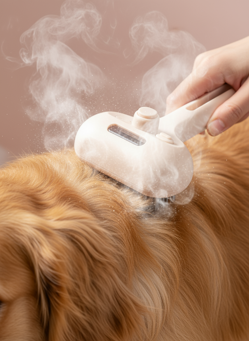 Vapor saliendo del cepillo en uso